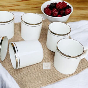 Cp bonechina pipe silver 6 pc cup