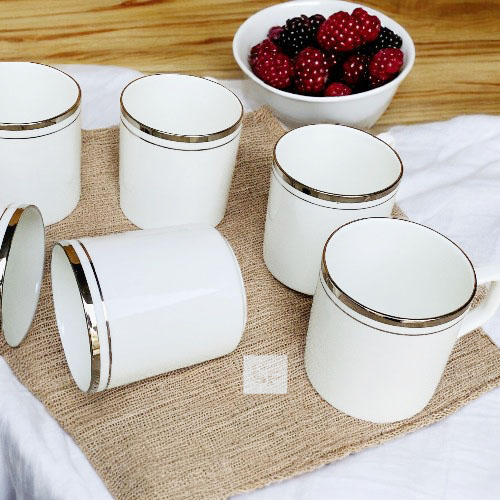 Cp bonechina pipe silver 6 pc cup