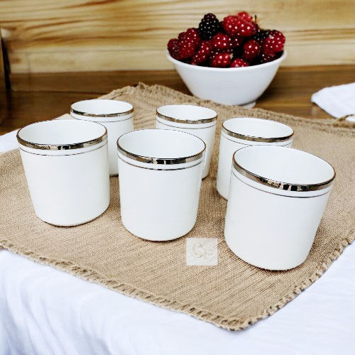 Cp bonechina pipe silver 6 pc cup
