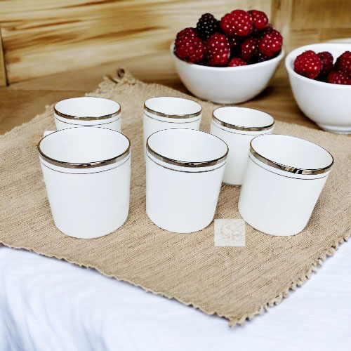 Cp bonechina pipe silver 6 pc cup